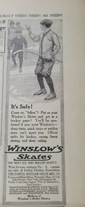 1913 Winslow's Ice Patines de Patinaje It's Safe Vintage Anuncio Original - Imagen 1 de 1