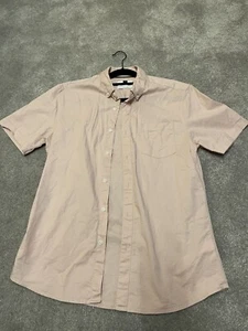 Topman Mens Short Sleeve Shirt Pale Pink Button Down Casual UK L Chest 40-42 - Picture 1 of 8