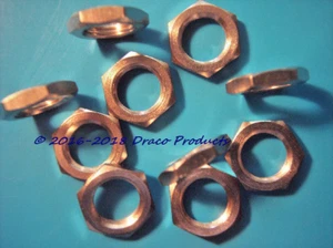 10 Pack Panel Nuts 7/16" 5/16"-32, Hex Brass Thick Bright Nickel Plated Jam Nut - Picture 1 of 7