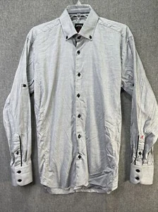 Absolute Rebellion Mens M Long Sleeve Button Up Gray Roll Tab Sleeve Shirt MS69 - Picture 1 of 13