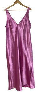 Flounce London Plus Midi Cami Dress in Pink Satin size 14 Cruise Vacation Sexy - Picture 1 of 9
