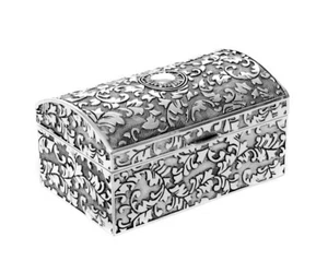 Jewelry Box Jewelry Case Jewelry Box Silver Plated Antique Ring Box Metal - Picture 1 of 5