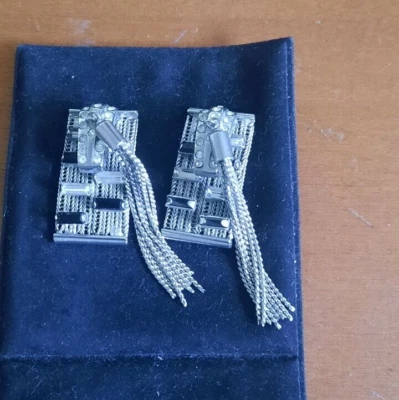 DE LIGUORO Orecchini vintage anni 80 con chiusura a clip cristallo+strass ITALY - Immagine 1 di 4