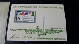 USA Briefmarken Block SIPEX 1966 5 Cents. Sehr guter Zustand. Original Kaugummi. - Bild 1 von 3