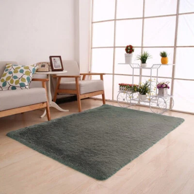 Fluffy Rugs Anti-Skid Shaggy Area Rug Dining Room Carpet Floor Mat Home Bedroom@ - Image 1 of 4