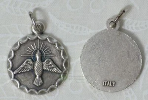Holy Spirit Medal Pendant 19mm Dia. Silver Tone, Made In Italy - Picture 1 of 1