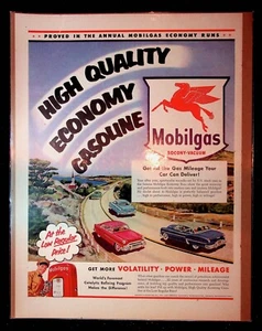 1950s Mobilgas Gasoline Oceanside Highway Scene Art Vintage Print Ad - Picture 1 of 1