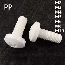 PP Polypropylene Plastic Phillips Cross Pan Head Screws M2 M3 M4 M5 M6 M8 M10