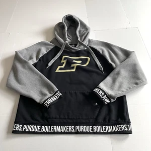 Rare Purdue 47 Brand Women’s XL Black & Gray Hoodie Pullover Raised Printing - Picture 1 of 13
