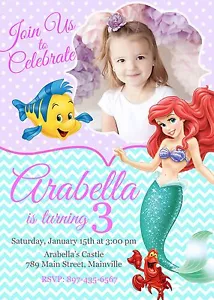 Little Mermaid, Princess, Ariel, Birthday Party Invitation - Picture 1 of 1