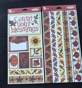 2 Vtg O'Scraps THANKSGIViNG "COUNT YOUR BLESSINGS" Cardstock Sheets 12" Borders - Picture 1 of 3