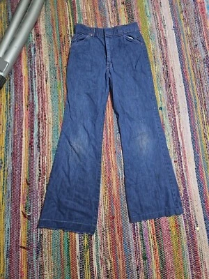 Pantalones de mezclilla acampanados Billy The Kid años 60 70 verdaderos vintage 14 24x25 niños Scovill Foto 1 de 4