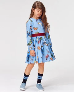 NWT Molo Christine I See You Light Blue Butterfly Dress 98/104 3/4 - Picture 1 of 5