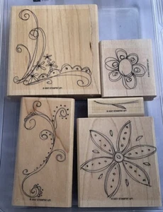Stampin' Up! Rubber Stamps 2007 DOODLE THIS SKETCHED SWIRLS FLOWERS BORDERS Vine - Picture 1 of 6