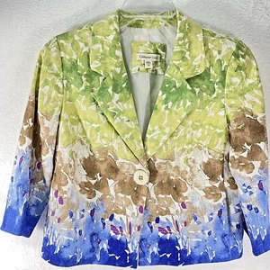 Coldwater Creek Watercolor Floral Ombre Short Lined Jacket Size P4 High End - Bild 1 von 9