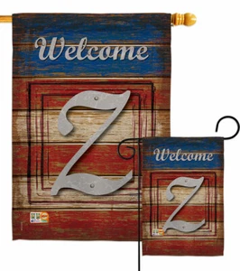 Patriotic Z Initial Garden Flag Americana Decorative Gift Yard House Banner - Picture 1 of 19