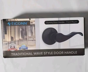 Traditional Wave Style Door Handle, 4 Pack Dummy Door Handles, Reversible Black - Picture 1 of 3