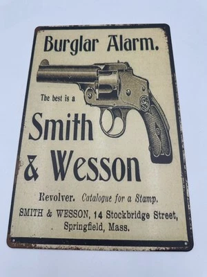 12x8” New Smith And Wesson burglar alarm Metal Sign Reproduction Fast Shipping - Image 1 of 2