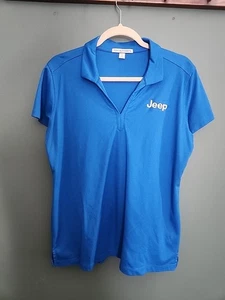 Jeep Embroidered Polo Shirt Blue ~ Large ~ Short Sleeve ~ Womens - Picture 1 of 5