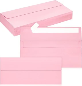 Paquete de 50 sobres de negocios #10, paquete de 50 rosa estándar auto sellado, - Imagen 1 de 7