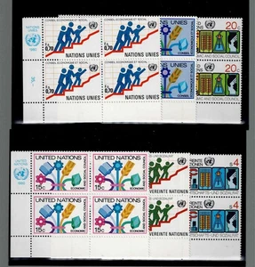 UN Scott #NY 341-42, Geneva 96-97 & Vienna 15-16 Inscription Blocks 1980 FVF MNH - Picture 1 of 1