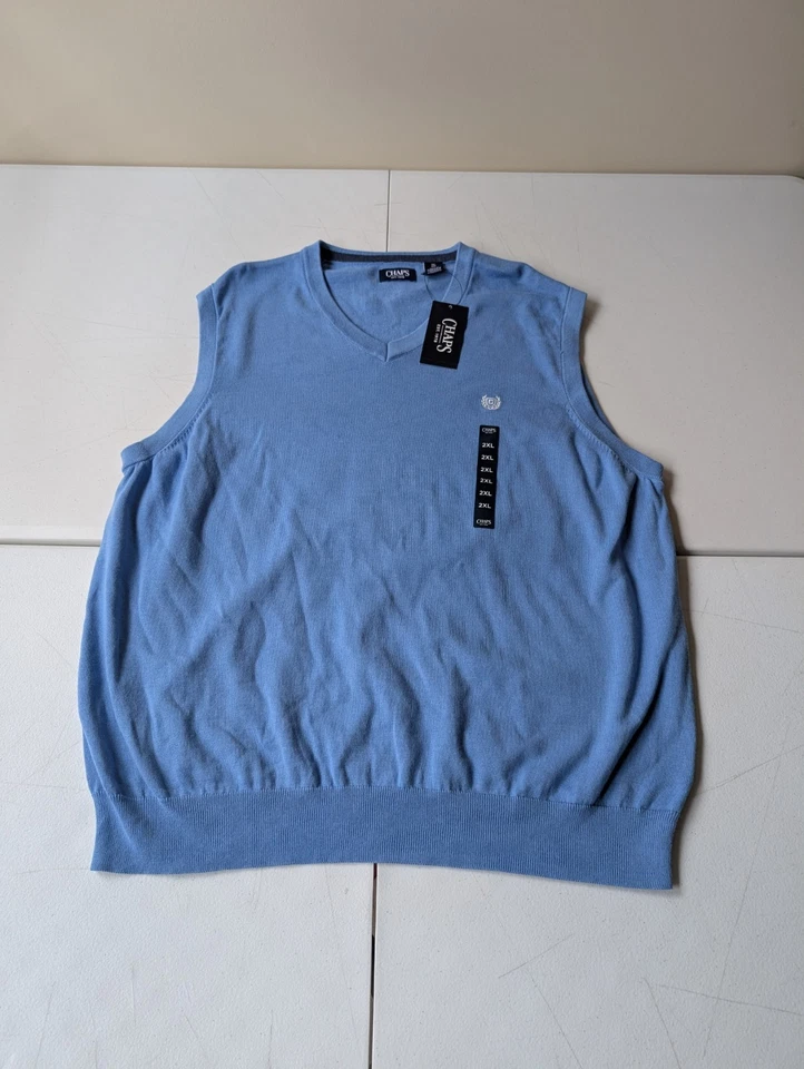 Chaleco Suéter Chaps Ralph Lauren Para Hombres Talla 2XL XXL Azul Golf NUEVO CON ETIQUETAS NUEVO Foto 1 de 4