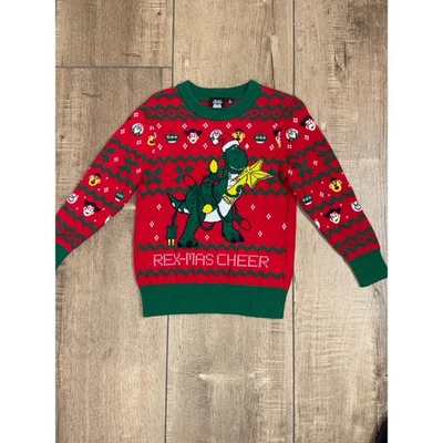 Disney Pixar Toy Story Rex Navidad Suéter Niños Talla 3T Rojo Verde Feo Suéter Foto 1 de 4