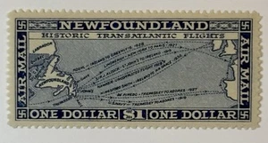 Newfoundland #C8 1931 $1 blue Historic Flights MH/VF; $120 UCV - Picture 1 of 3