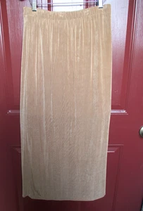 CLEARANCE Citiknits Maxi Skirt MEDIUM Pleat Half Lined Elastic Waist Golden Tan - Picture 1 of 3