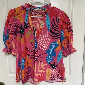 Top Maude Vivante Mujer S Multicolor 100% Algodón Manga Corta Globo Cuello en V - Imagen 1 de 8