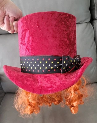 Mad Hatter Hat with Hair & Bow - Alice in Wonderland Disney - Halloween Costume - Image 1 of 4