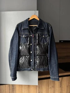 Men's Dsquared2 Quilted Denim/Nylon Down Puffer Jacket Size 50 - Picture 1 of 8