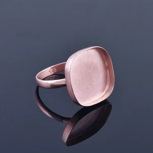 Rose Gold 925 Sterling Silver Cushion Blank Bezel Cup Stone Setting Ring Supplie - Picture 1 of 4