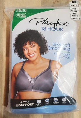 Playtex 18 Hour Silky Soft Smoothing Cool & Breathable Wireless Bra White 44D - Image 1 of 4