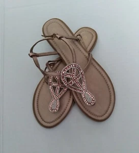 ☆ PINK LABEL ! WOMEN'S PINK RHINESTONES FLAT SANDALS SIZE 10 - Bild 1 von 5