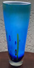 Venetian Blue Murano Italy Blown Art Glass Millefiori Vase By Dino Marten 11.5”