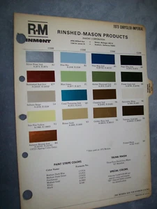 1973 RM Chrysler - Imperial auto paint chips set - Picture 1 of 1