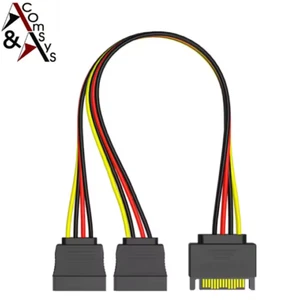 1:2 splitter SATA 1x SATA su 2x SATA 15 pin Y-SATA adattatore cavo di alimentazione 20 cm - Foto 1 di 11