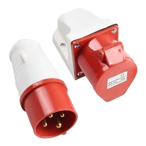 380~415V Waterproof Industrial Plug and Socket IP44 Rated 4 Core 4P 32A - Picture 1 of 18