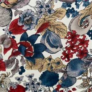 New HSoleil Fabric 8.5yds Wonder Forest Dress Rayon Blue Rust Flower Japan - Picture 1 of 11
