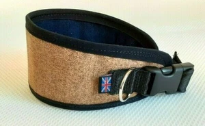 GREYHOUND / LURCHER SAND TWEED COLLAR FLEECE LINED ADJUSTABLE 13" - 17" ;} - Picture 1 of 1