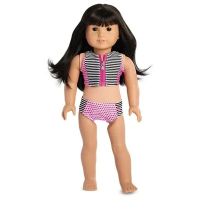 American Girl Truly Me Stripes & Dots Two-Piece Swimsuit RETIRED New in Bag - Image 1 of 3
