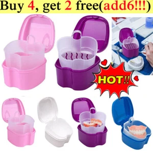 Estuche de baño para dentaduras postizas dental caja de almacenamiento de dientes postizos con caja contenedor de red colgante - Imagen 1 de 17