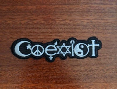 Coexist Patch Graphic Design Image Love Peace Hippy Embroidered Iron On 1x4" - Image 1 of 4