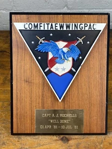1981 Naval Aviation COMFITAEWWINGPAC Plaque, Captain Plaque! Early Warning Pilot - Picture 1 of 6