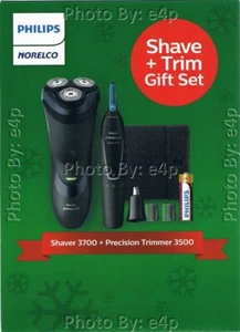 PHILIPS NORELCO CORDLESS ELECTRIC MEN'S SHAVE & TRIM GIFT SET WET DRY SEALED NEW - Picture 1 of 12