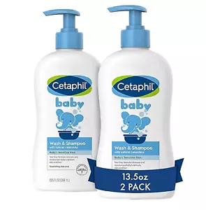Cetaphil Baby Wash & Shampoo 13.5oz Pack of 2 Hypoallergenic Gentle Enough - Picture 1 of 4