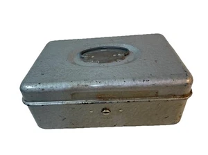 UTILCO Cash Box Union Steel Chest Corp Le Roy NY Made USA Distressed Gray No Key - Picture 1 of 9
