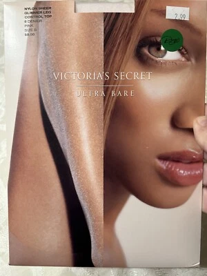 VICTORIA'S SECRET Ultra Bare Glimmer Sheer Nylon Sheer Leg Control Top Pink Sz B - Image 1 of 2