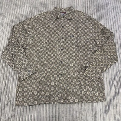 Vintage Guess Jeans Shirt Mens XL Black Geometric Rayon Long Sleeve Y2K Retro - Image 1 of 4